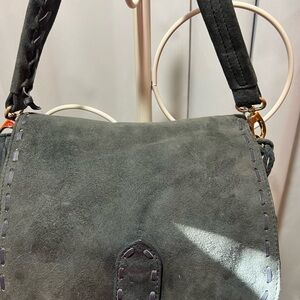 Elegant Gray Suede Shoulder Bag
